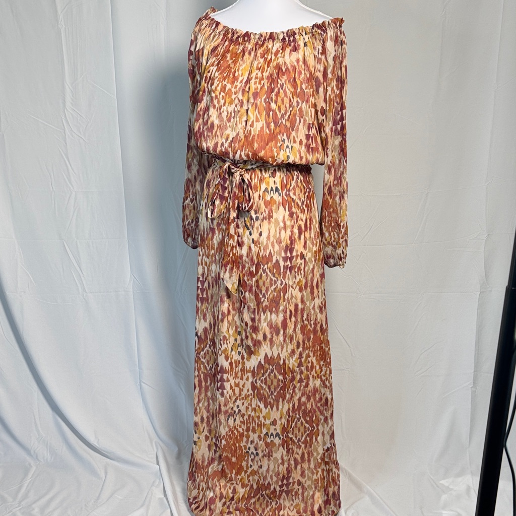 Nine West Multicolor Long Sleeve Maxi Dress